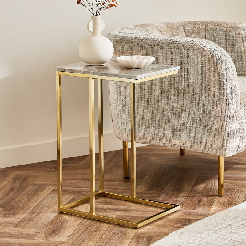 Home Box C Table with Marble Top and Gold Base - Image 1